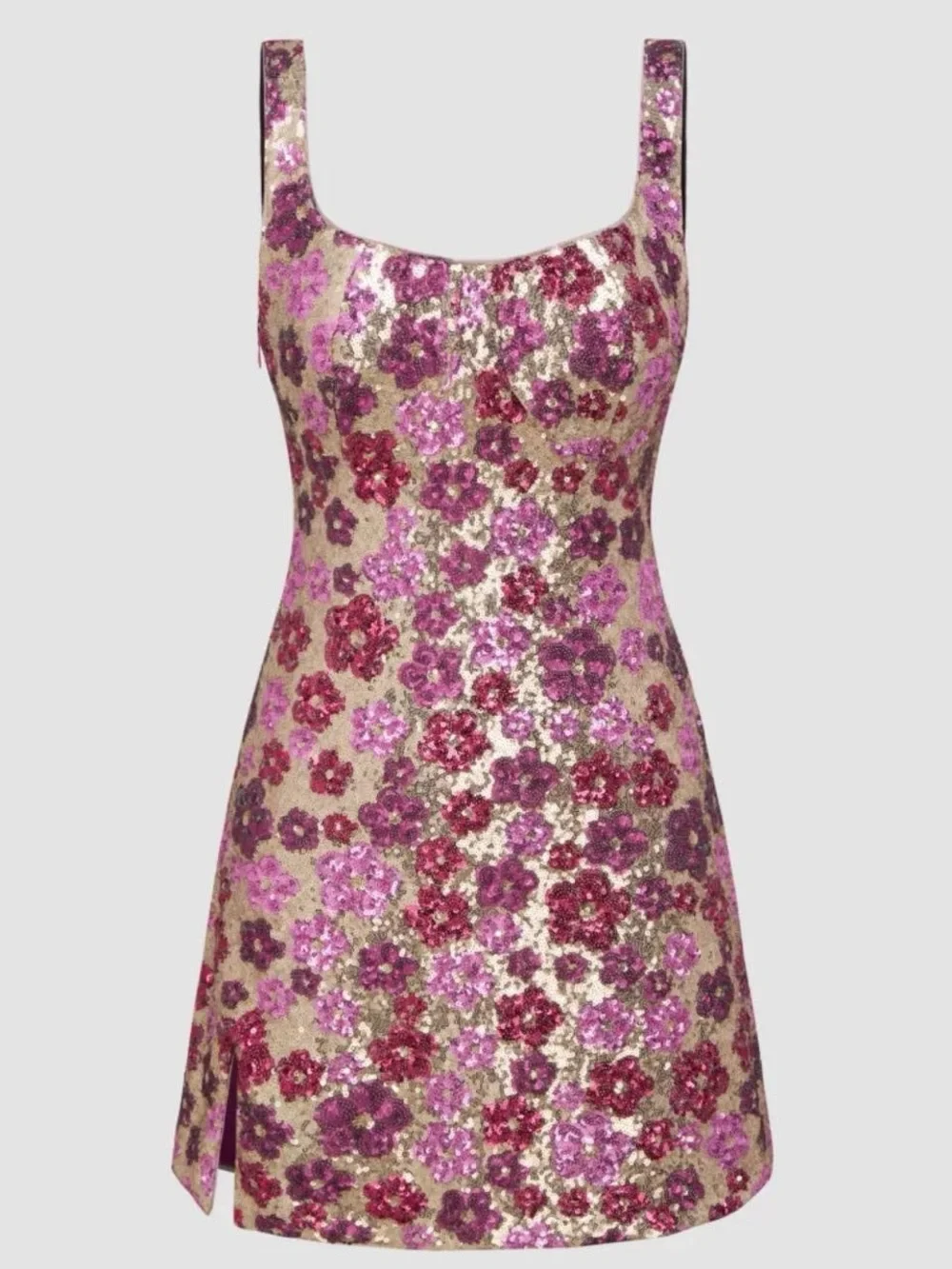Cider Pink and Gold Floral Sequin Mini Dress - Picture 1 of 3